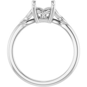 14K White Gold 8x6 mm Emerald Engagement Ring Mounting
