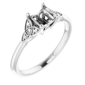 14K White Gold 4.5 mm Square Engagement Ring Mounting