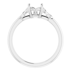 14K White Gold 4.5 mm Square Engagement Ring Mounting