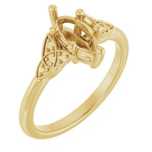 14K Yellow Gold 9x4.5 mm Marquise Engagement Ring Mounting