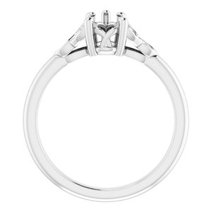 14K White Gold 7x5 mm Pear Engagement Ring Mounting