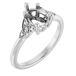 14K White Gold 8x6 mm Pear Engagement Ring Mounting