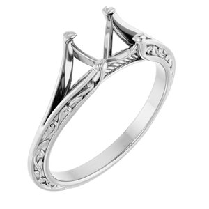 14K White Gold 5 mm Square Engagement Ring Mounting