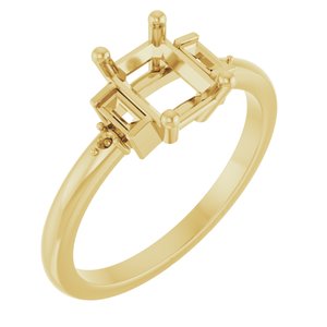 14K Yellow Gold 7x5 mm Emerald Engagement Ring Mounting