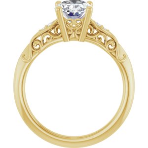 14K Yellow Gold 9x7 mm Oval .03 CTW Natural Diamond Semi-Set Engagement Ring