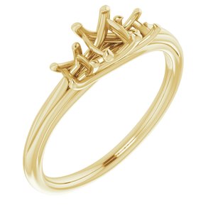 14K Yellow Gold 6x4 mm Oval Three-Stone Engagement Ring Mounting