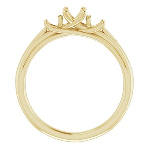 14K Yellow Gold 6x4 mm Oval Three-Stone Engagement Ring Mounting