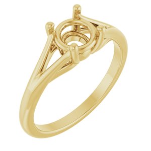 14K Yellow Gold 6.5 mm Round Split Shank Engagement Ring Mounting