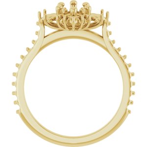 14K Yellow Gold 8x5 mm Pear Halo-Style Engagement Ring Mounting