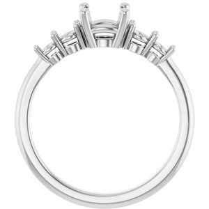 14K White Gold 6.5 mm Round Accented Engagement Ring Mounting