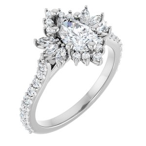 14K White Gold 8x5 mm Pear 1/2 CTW Natural Diamond Semi-Set Halo-Style Engagement Ring