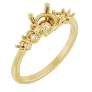 14K Yellow Gold 6.5 mm Round Accented Engagement Ring Mounting