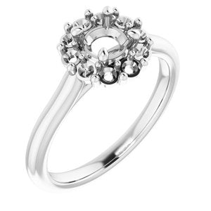 14K White Gold 5.2 mm Round Halo-Style Engagement Ring Mounting