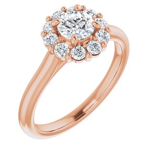 14K Rose Gold 5.2 mm Round 3/8 CTW Natural Diamond Semi-Set Engagement Ring