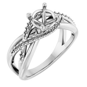 14K White Gold 6.5 mm Round Engagement Ring Mounting
