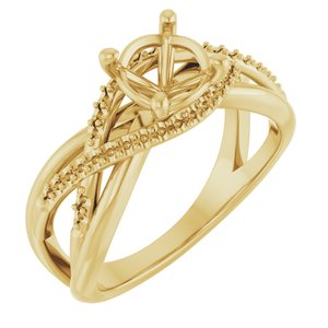 14K Yellow Gold 6.5 mm Round Engagement Ring Mounting