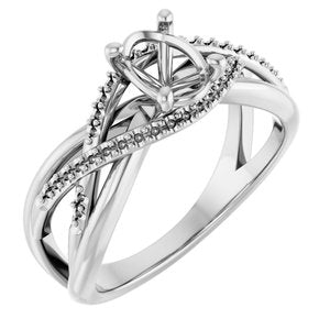 14K White Gold 7x5 mm Oval Engagement Ring Mounting