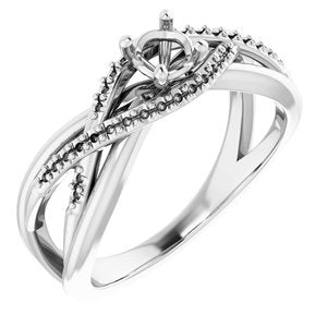 14K White Gold 4.1 mm Round Engagement Ring Mounting