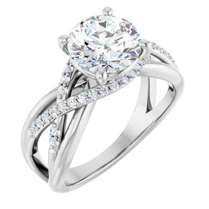14K White Gold 8 mm Round 1/8 CTW Lab-Grown Diamond Semi-Set Engagement Ring