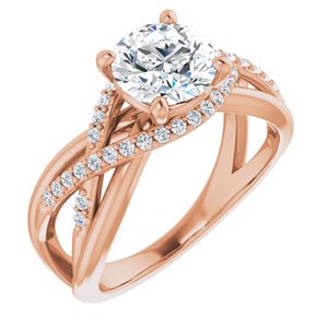 14K Rose Gold 7 mm Round 1/6 CTW Natural Diamond Semi-Set Engagement Ring