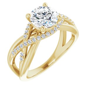 14K Yellow Gold 7 mm Round 1/5 CTW Lab-Grown Diamond Semi-Set Engagement Ring
