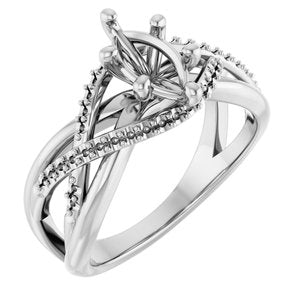 14K White Gold 9x4.5 mm Marquise Engagement Ring Mounting