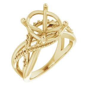 14K Yellow Gold 12x10 mm Oval Engagement Ring Mounting