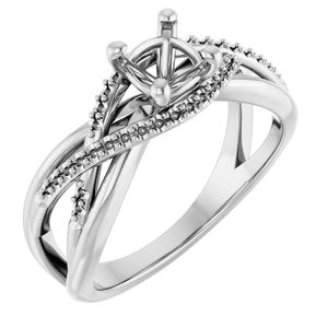 14K White Gold 5 mm Cushion Engagement Ring Mounting