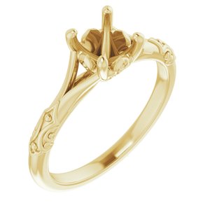 14K Yellow Gold 6 mm Round Solitaire Engagement Ring Mounting