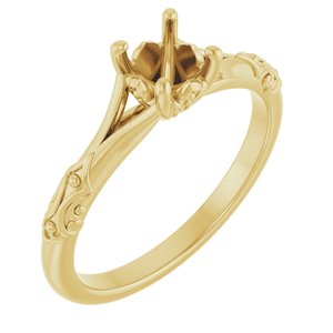 14K Yellow Gold 5.2 mm Round Solitaire Engagement Ring Mounting