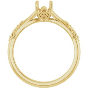14K Yellow Gold 5.2 mm Round Solitaire Engagement Ring Mounting