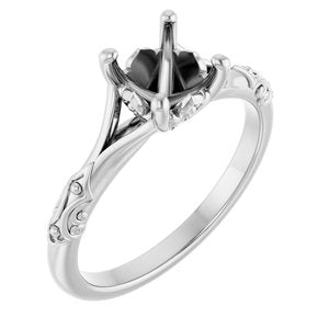 14K White Gold 6.5 mm Round Solitaire Engagement Ring Mounting