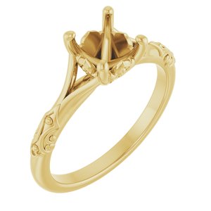 14K Yellow Gold 6.5 mm Round Solitaire Engagement Ring Mounting