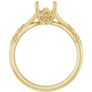14K Yellow Gold 6.5 mm Round Solitaire Engagement Ring Mounting
