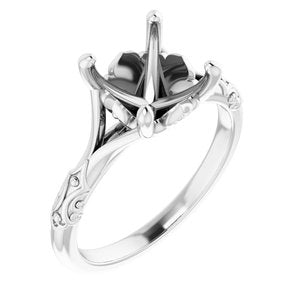 14K White Gold 8.8 mm Round Solitaire Engagement Ring Mounting