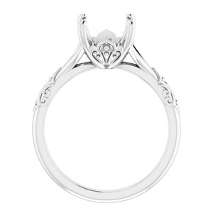 14K White Gold 8.8 mm Round Solitaire Engagement Ring Mounting