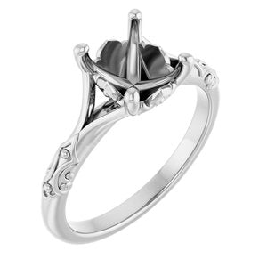 14K White Gold 9x7 mm Oval Solitaire Engagement Ring Mounting