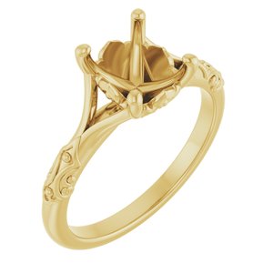14K Yellow Gold 9x7 mm Oval Solitaire Engagement Ring Mounting