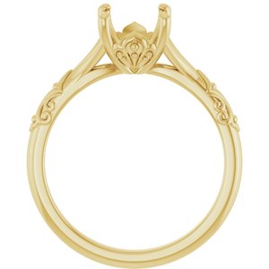 14K Yellow Gold 9x7 mm Oval Solitaire Engagement Ring Mounting