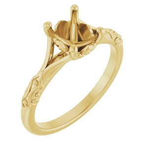 14K Yellow Gold 8x6 mm Oval Solitaire Engagement Ring Mounting