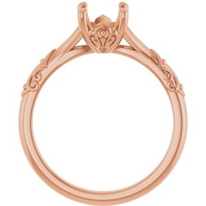 14K Rose Gold 8x6 mm Oval Solitaire Engagement Ring Mounting
