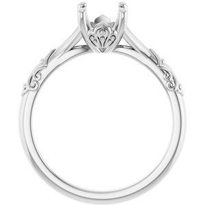 14K White Gold 8x6 mm Oval Solitaire Engagement Ring Mounting