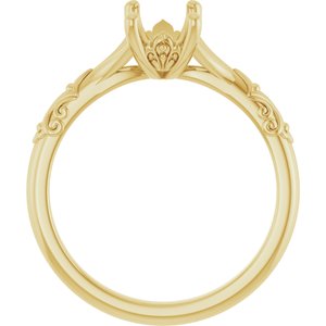 14K Yellow Gold 7x5 mm Emerald Solitaire Engagement Ring Mounting