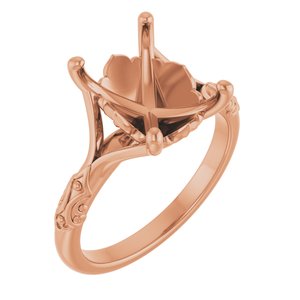 14K Rose Gold 10x8 mm Emerald Solitaire Engagement Ring Mounting