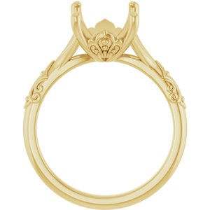 14K Yellow Gold 10x8 mm Emerald Solitaire Engagement Ring Mounting