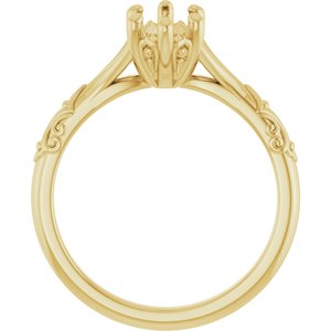 14K Yellow Gold 10x5 mm Marquise Solitaire Engagement Ring Mounting