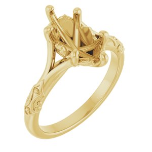 14K Yellow Gold 12x6 mm Marquise Solitaire Engagement Ring Mounting