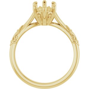 14K Yellow Gold 12x6 mm Marquise Solitaire Engagement Ring Mounting