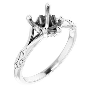 14K White Gold 7x7 mm Heart Solitaire Engagement Ring Mounting