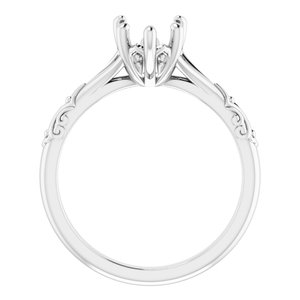 14K White Gold 7x7 mm Heart Solitaire Engagement Ring Mounting